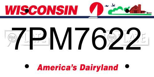 7PM7622 Wisconsin License Plate