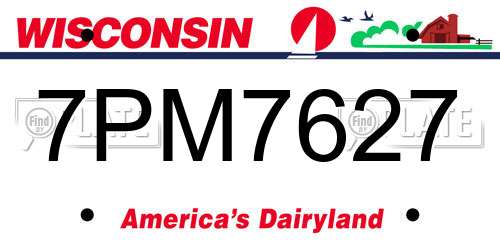 7PM7627 Wisconsin License Plate
