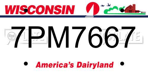 7PM7667 Wisconsin License Plate