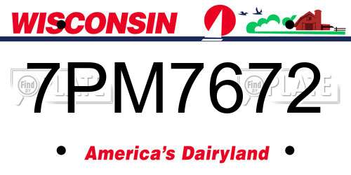 7PM7672 Wisconsin License Plate