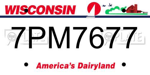 7PM7677 Wisconsin License Plate