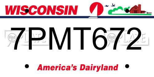 7PMT672 Wisconsin License Plate
