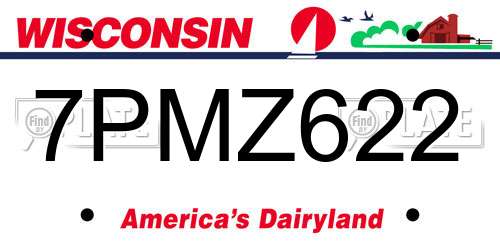 7PMZ622 Wisconsin License Plate