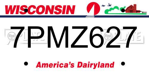7PMZ627 Wisconsin License Plate