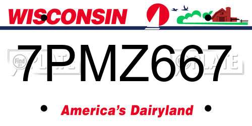 7PMZ667 Wisconsin License Plate