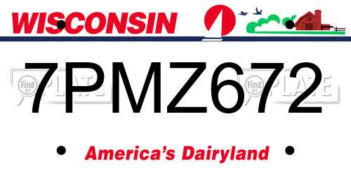 7PMZ672 Wisconsin License Plate