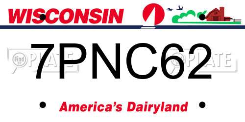 7PNC62 Wisconsin License Plate