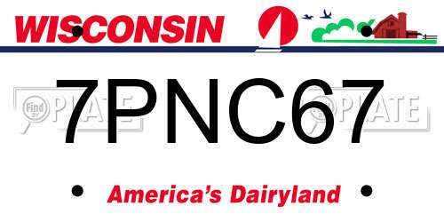 7PNC67 Wisconsin License Plate
