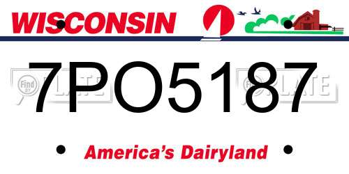 7PO5187 Wisconsin License Plate