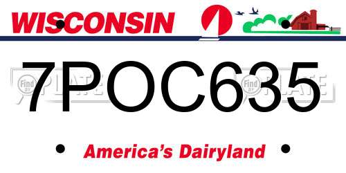 7POC635 Wisconsin License Plate