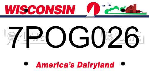 7POG026 Wisconsin License Plate