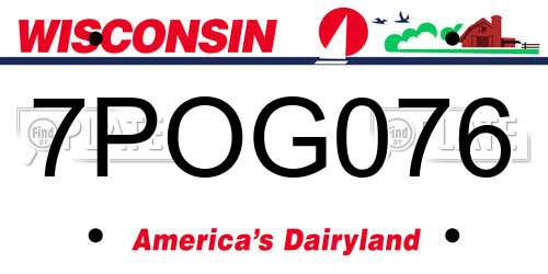 7POG076 Wisconsin License Plate