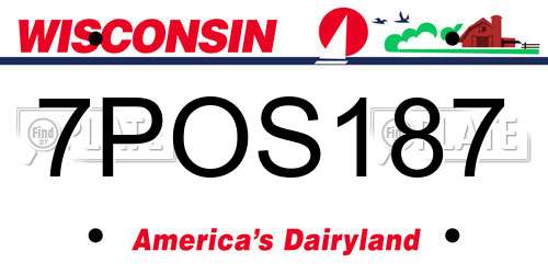 7POS187 Wisconsin License Plate