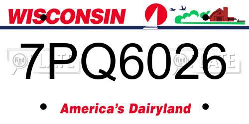7PQ6026 Wisconsin License Plate