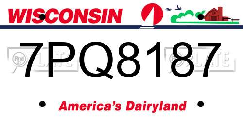 7PQ8187 Wisconsin License Plate