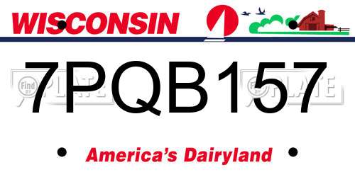 7PQB157 Wisconsin License Plate