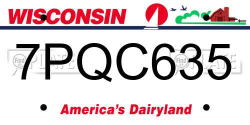 7PQC635 Wisconsin License Plate