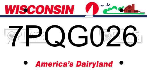 7PQG026 Wisconsin License Plate
