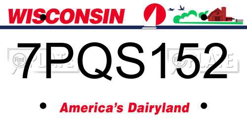 7PQS152 Wisconsin License Plate
