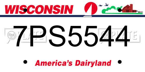 7PS5544 Wisconsin License Plate