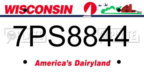 7PS8844 Wisconsin License Plate