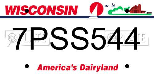 7PSS544 Wisconsin License Plate
