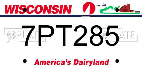 7PT285 Wisconsin License Plate