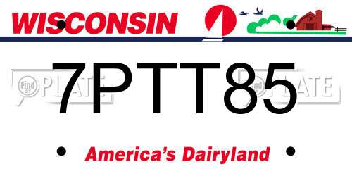 7PTT85 Wisconsin License Plate