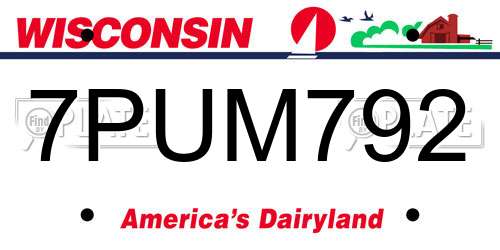 7PUM792 Wisconsin License Plate