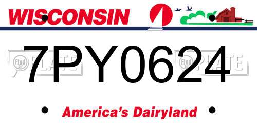 7PY0624 Wisconsin License Plate