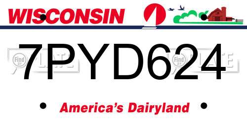 7PYD624 Wisconsin License Plate