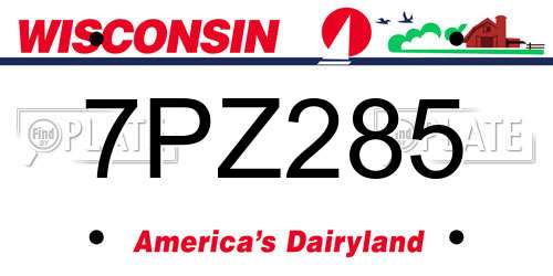 7PZ285 Wisconsin License Plate