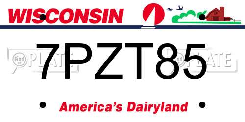7PZT85 Wisconsin License Plate