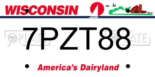 7PZT88 Wisconsin License Plate