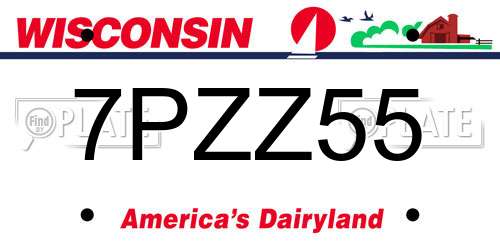 7PZZ55 Wisconsin License Plate