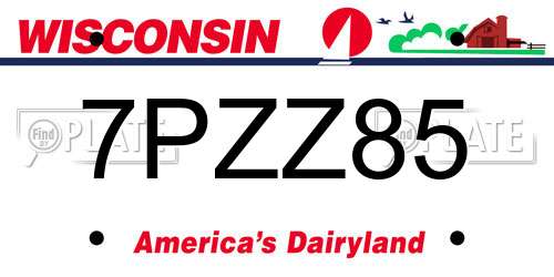 7PZZ85 Wisconsin License Plate