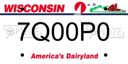 7Q00P0 Wisconsin License Plate