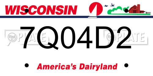 7Q04D2 Wisconsin License Plate
