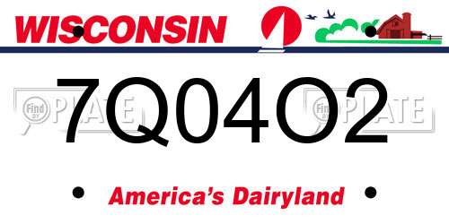 7Q04O2 Wisconsin License Plate