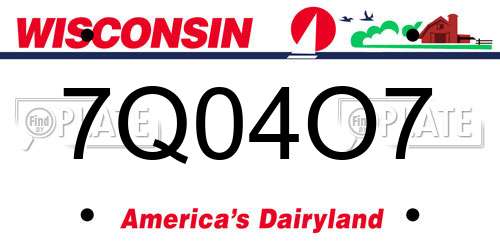7Q04O7 Wisconsin License Plate