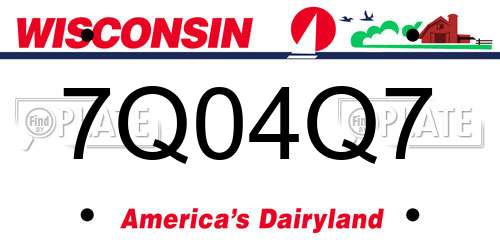 7Q04Q7 Wisconsin License Plate