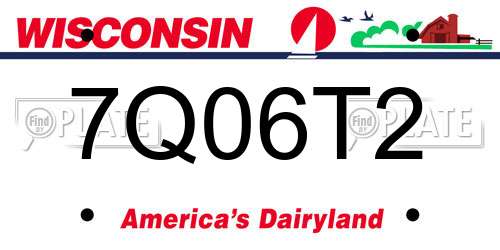 7Q06T2 Wisconsin License Plate
