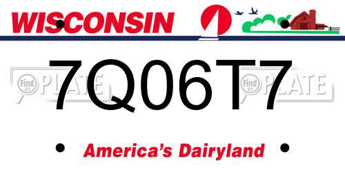 7Q06T7 Wisconsin License Plate