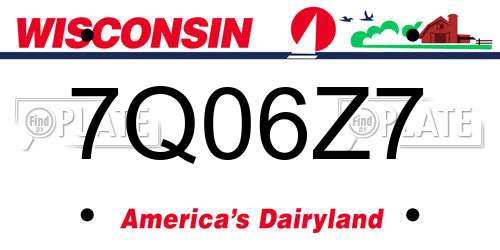 7Q06Z7 Wisconsin License Plate