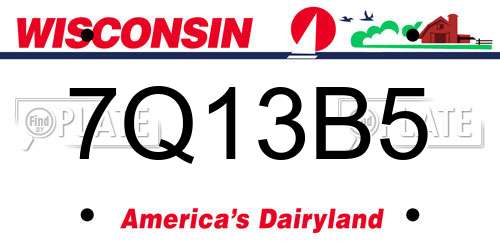 7Q13B5 Wisconsin License Plate