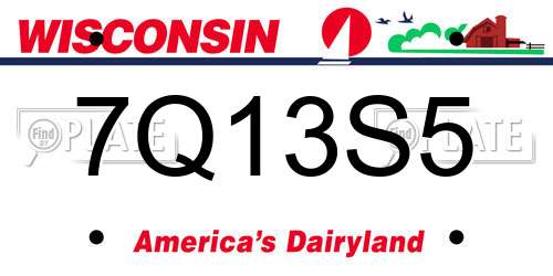 7Q13S5 Wisconsin License Plate