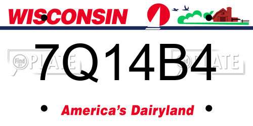7Q14B4 Wisconsin License Plate