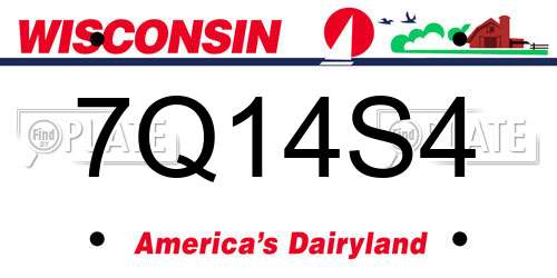 7Q14S4 Wisconsin License Plate