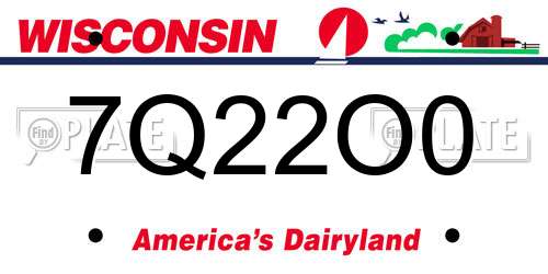 7Q22O0 Wisconsin License Plate