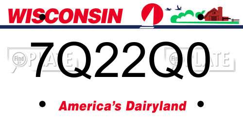 7Q22Q0 Wisconsin License Plate